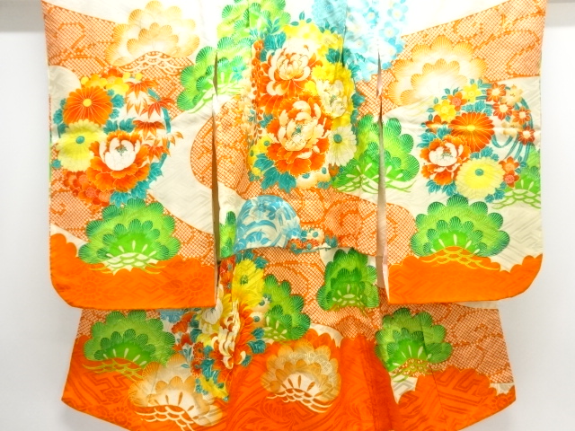 JAPANESE KIMONO / ANTIQUE KIMONO / HANAMARU PATTERN EMBROIDERY